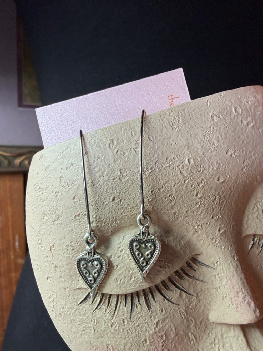 Heart Drop Earrings - Silver Heart Dangle Earrings